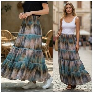 Anthro Conditions Apply Boho Tiered Maxi Skirt S Fairycore Indie Artsy Hippie